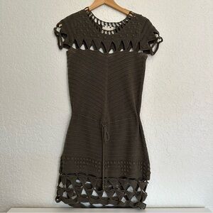mike gonzalez olive green crochet art to wear Y2K dress